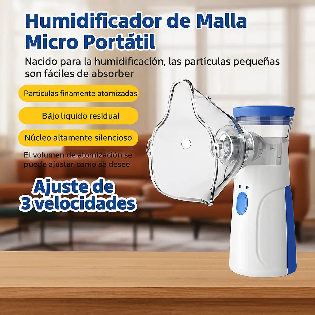 Oxy Pure: Nebulizador Portátil Ultrasonico Recargable con Auto-Limpieza para Adultos y Niños