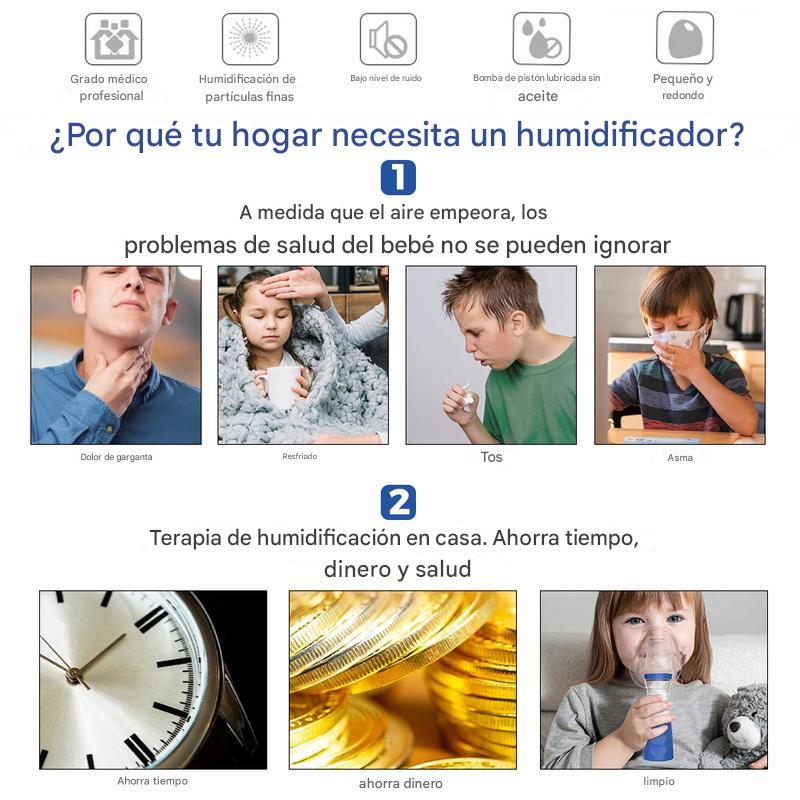 Oxy Pure: Nebulizador Portátil Ultrasonico Recargable con Auto-Limpieza para Adultos y Niños