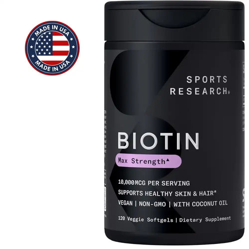 Sports Research Biotina Max Strength 10.000 mcg – Nutrí tu cabello, uñas y piel desde adentro
