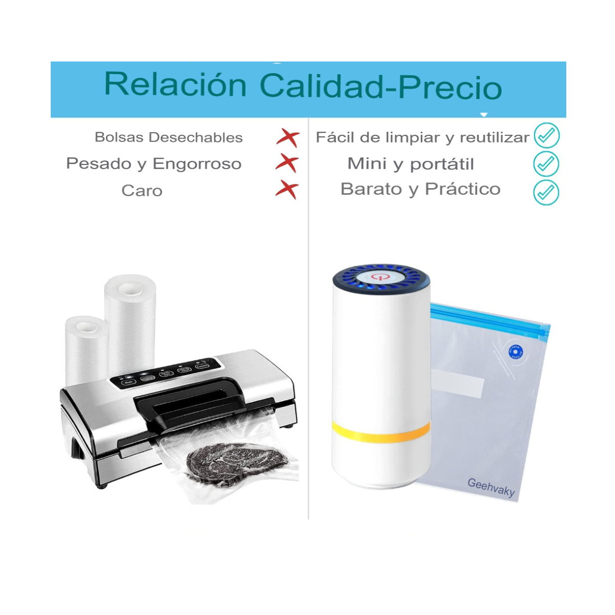 NO ESTÁ EN DROPI Chef Preserve - Sellador al Vacío + 6 Bolsas para empacar