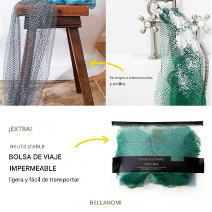 Esponja Exfoliante Africana Extendida de 45″ – Tu piel suave y luminosa, sin esfuerzo