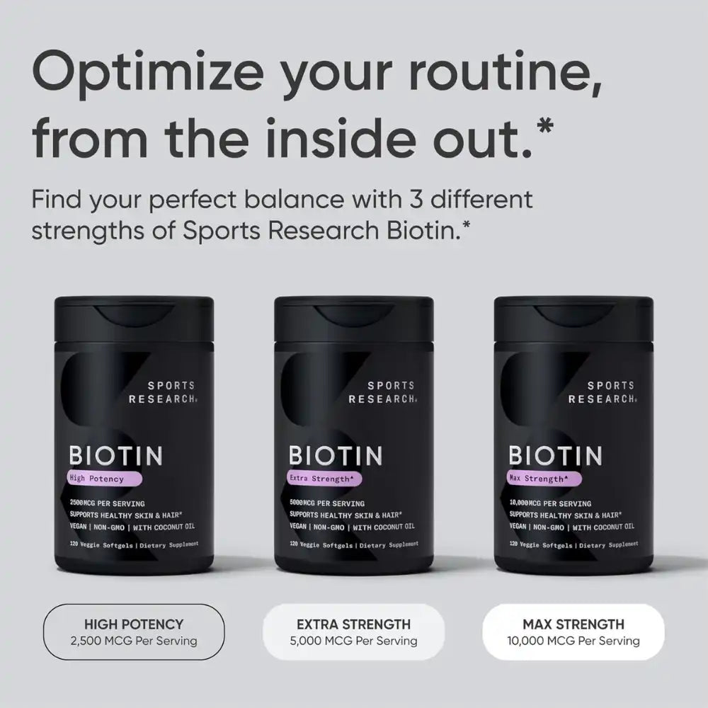 Sports Research Biotina Max Strength 10.000 mcg – Nutrí tu cabello, uñas y piel desde adentro