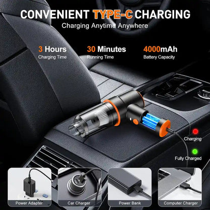 CleanPRO - Mini Aspiradora Portátil Superpotente, aspira y sopla. Todos los accesorios incluidos.