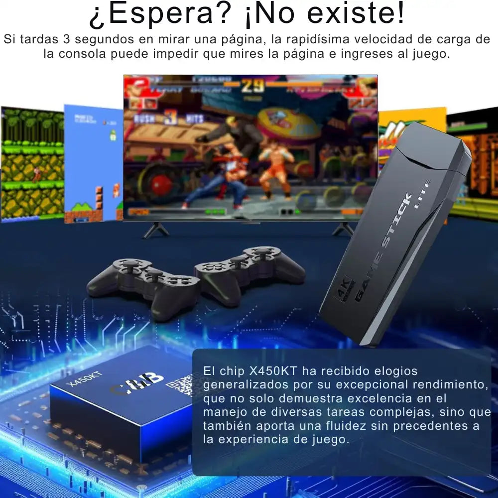 GAME STICK - Consola Retro con mas de 20.000 juegos preinstalados, incluye todos los accesorios.