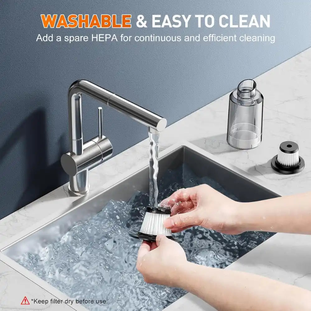 CleanPRO - Mini Aspiradora Portátil Superpotente, aspira y sopla. Todos los accesorios incluidos.