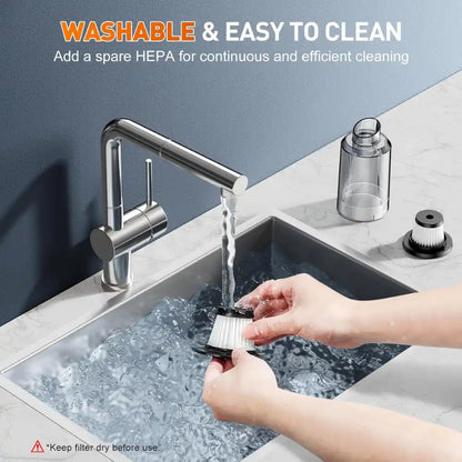 CleanPRO - Mini Aspiradora Portátil Superpotente, aspira y sopla. Todos los accesorios incluidos.