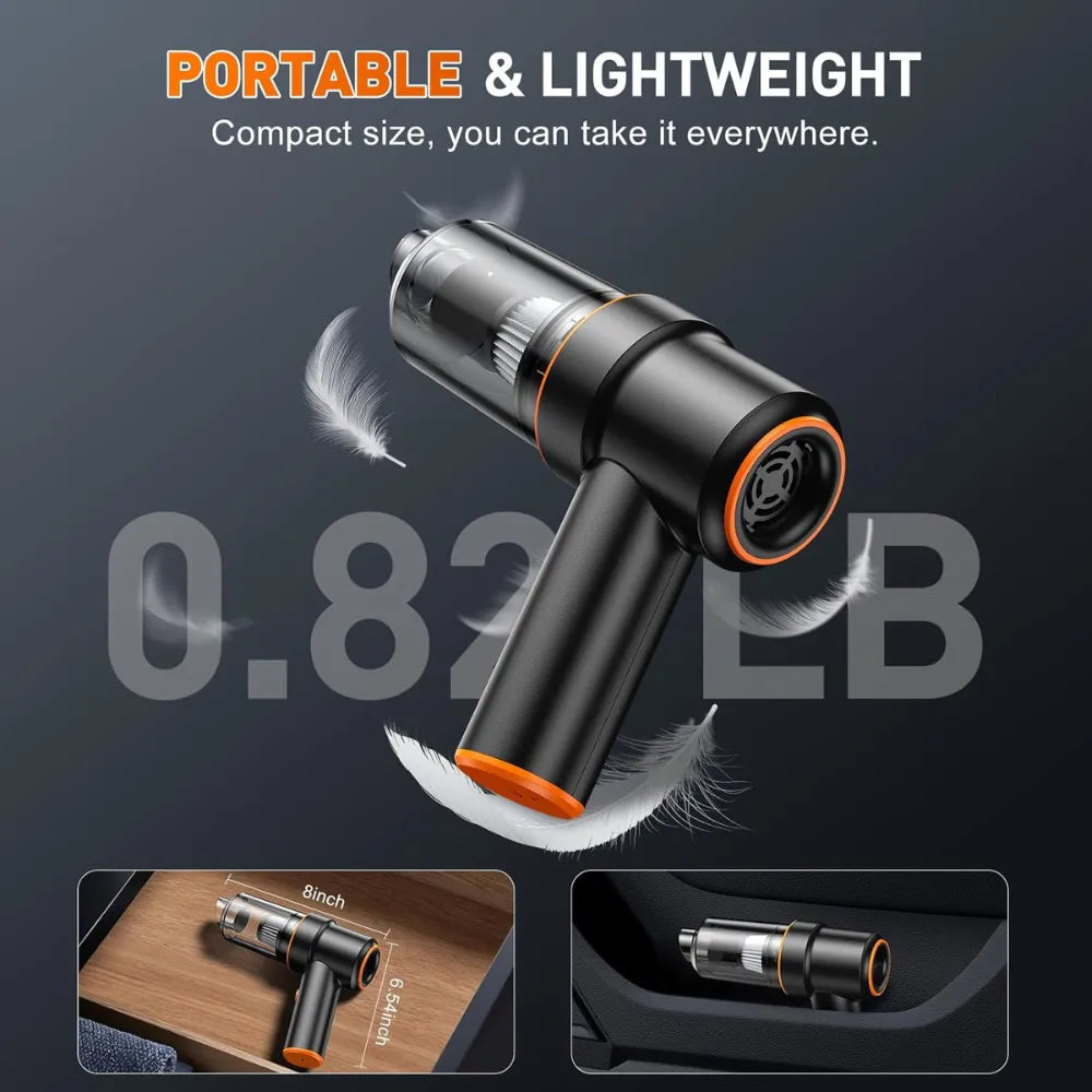 CleanPRO - Mini Aspiradora Portátil Superpotente, aspira y sopla. Todos los accesorios incluidos.