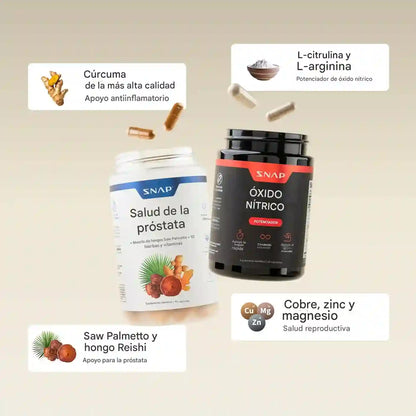 Combo SNAP Oxido Nitrico (60) + Prostate Helth (90) - Soporte Completo para Bienestar Prostático & Confort Urinario (suministro para 1 mes)