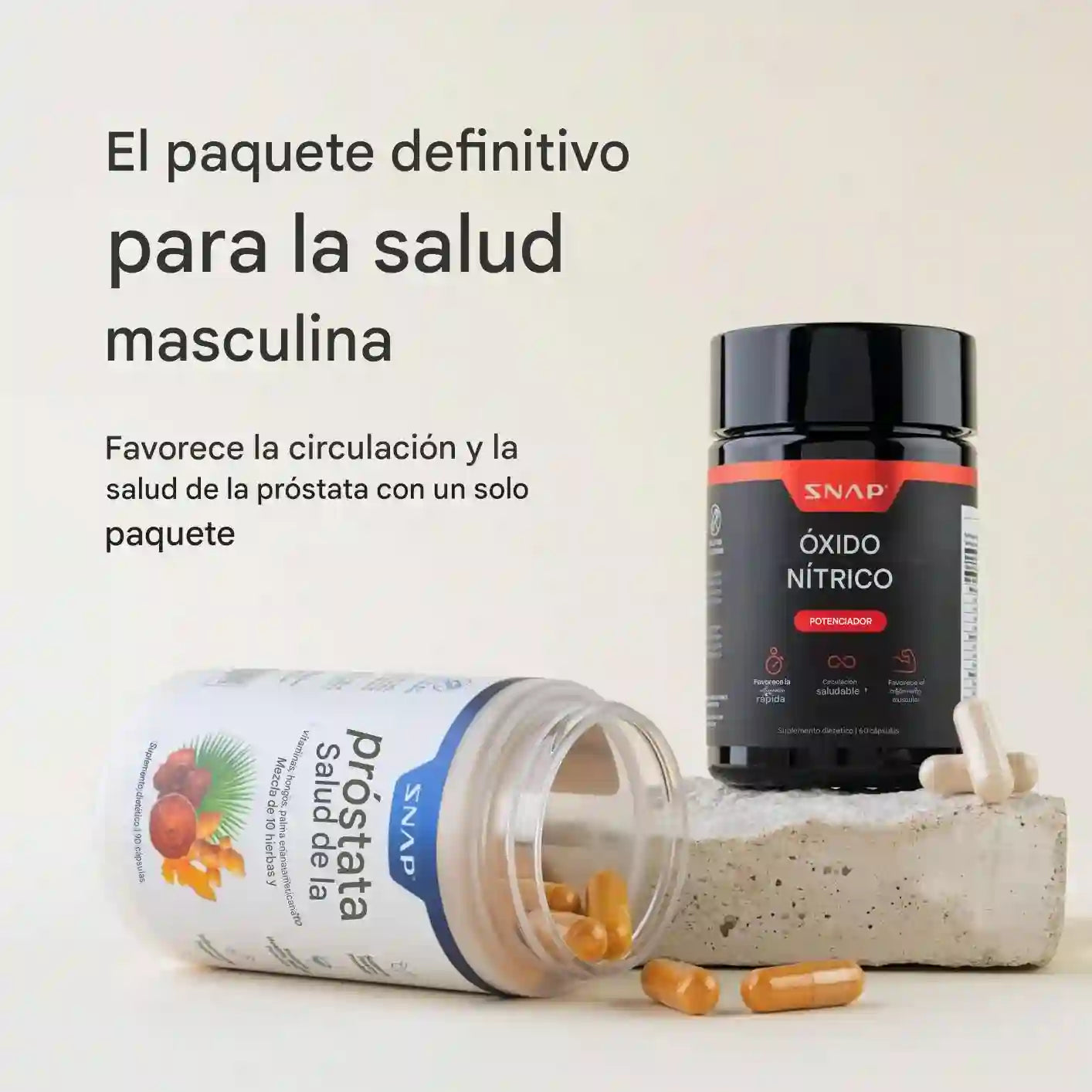 Combo SNAP Oxido Nitrico (60) + Prostate Helth (90) - Soporte Completo para Bienestar Prostático & Confort Urinario (suministro para 1 mes)