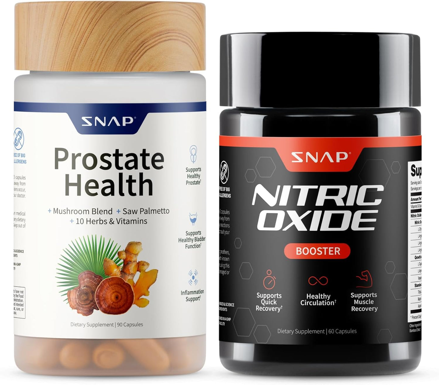 Combo SNAP Oxido Nitrico (60) + Prostate Helth (90) - Soporte Completo para Bienestar Prostático & Confort Urinario (suministro para 1 mes)