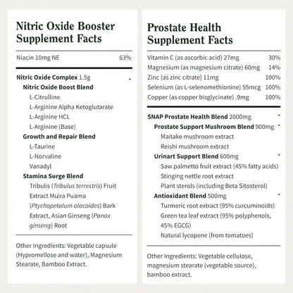 Combo SNAP Oxido Nitrico (60) + Prostate Helth (90) - Soporte Completo para Bienestar Prostático & Confort Urinario (suministro para 1 mes)