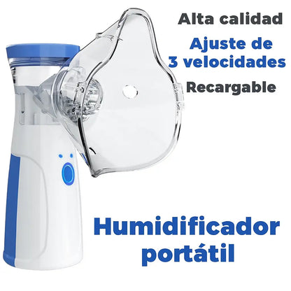 Oxy Pure: Nebulizador Portátil Ultrasonico Recargable con Auto-Limpieza para Adultos y Niños