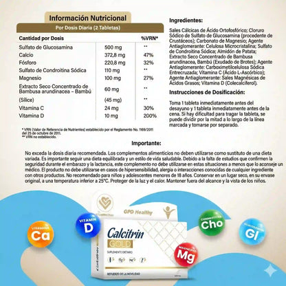 Calcitrin Gold: El soporte definitivo para recuperar tu movilidad y fortalecer tus huesos día a día.