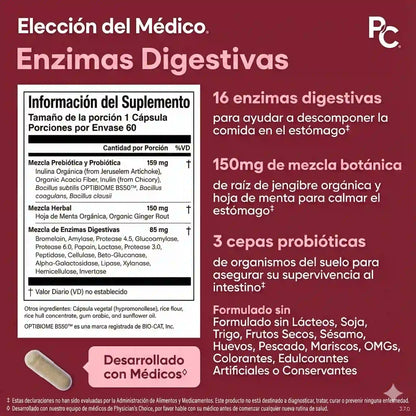 Enzimas Digestivas Physician’s CHOICE: Tu Alivio Completo contra la Hinchazón y la Pesadez