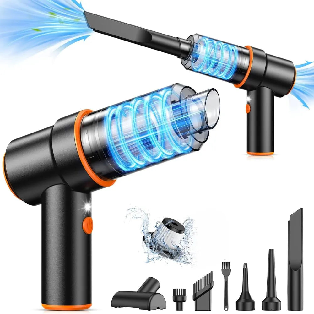 CleanPRO - Mini Aspiradora Portátil Superpotente, aspira y sopla. Todos los accesorios incluidos.